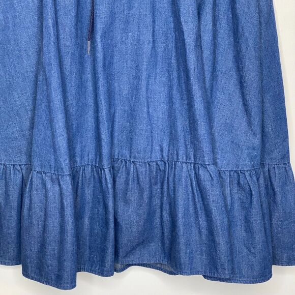 VTG Womens Denim Tiered Prairie Skirt Corset Yoke Western Cowgirl Cottagecore - Picture 7 of 13